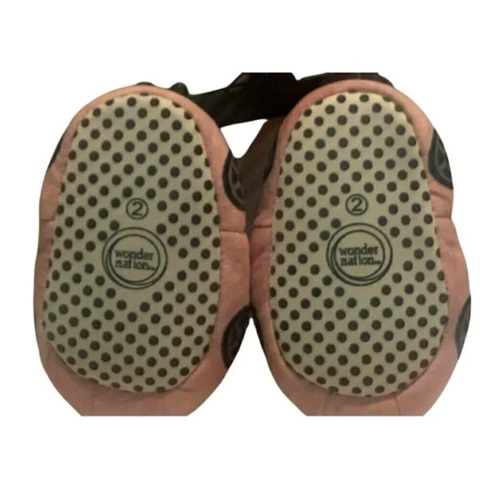 Wonder Nation Infant Girls Racecar Slippers Size 2 Pink